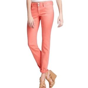 Lilly Pulitzer Worth Straight Jeans Size 0 Coral Pink Stretch Denim 98% Cotton